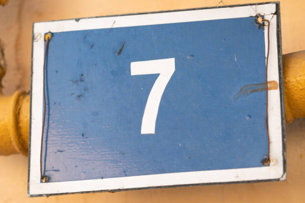 istock Close-up of blue house number 1460868638
