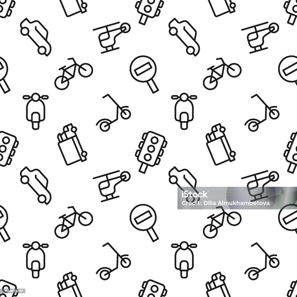 Traffic Sign Pattern Mirrored Vector Seamless Pattern Of Road Sign Traffic Light Vehicles For Web ...