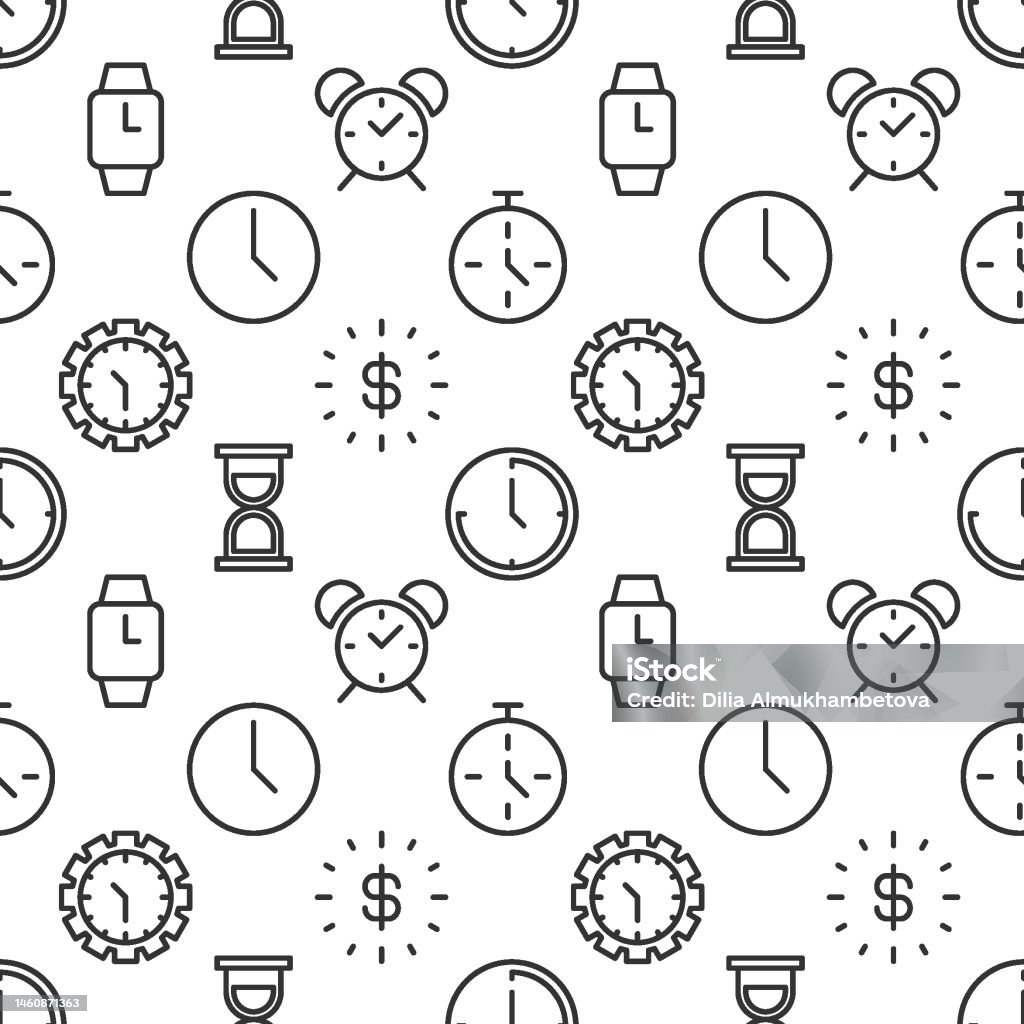 Pattern For Clock Vector Vector Seamless Pattern Of Various Watches And Clocks For Web Sites ...