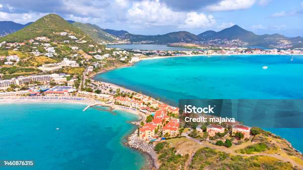 Aerial View Of Islands Of St Maarten Stock Photo - Download Image Now - Sint Maarten, Saint Martin - Caribbean, Dutch Culture