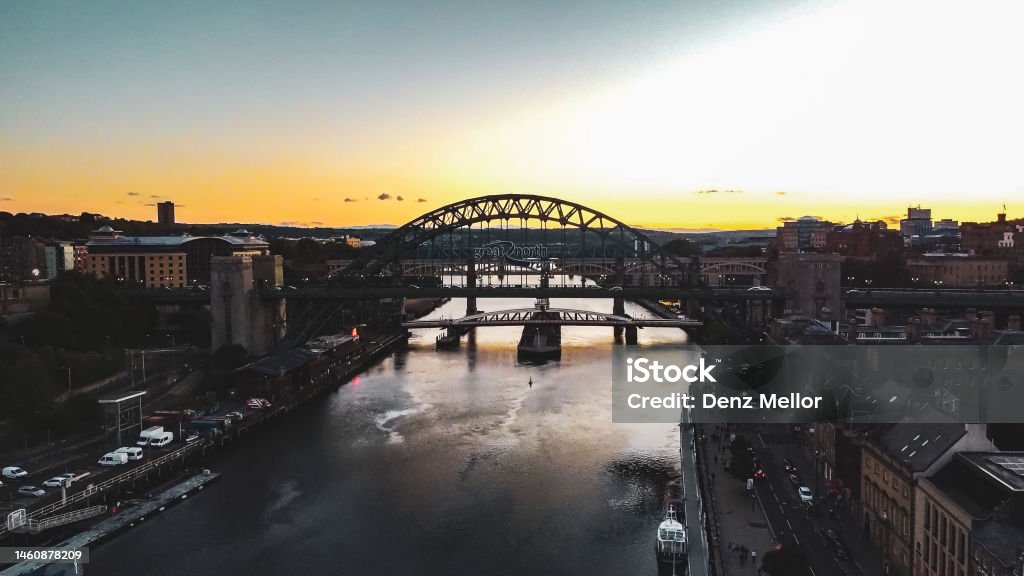 Tyne bridge, Newcastle Tyne bridge, Newcastle quayside Aerial View Stock Photo