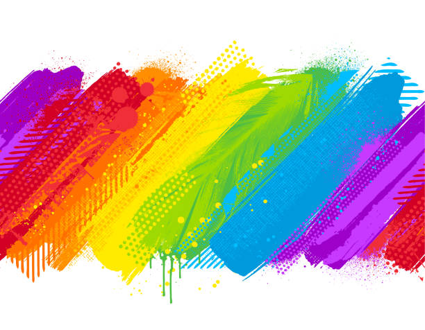 Seamless Rainbow colored paint patterns Bright colorful abstract rainbow colored grunge textured paint marks on black background vector illustration. Will tile endlessly multi colored background stock illustrations