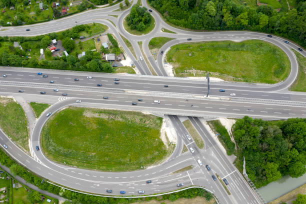 istock Aerial View of Curvy Highway Junctions 1460881403