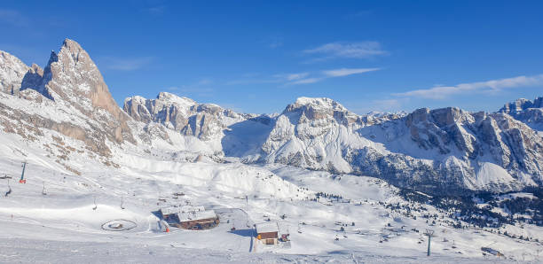 istock Mountain peaks in Col Rodella Ski arena, Dolomites 1460881625