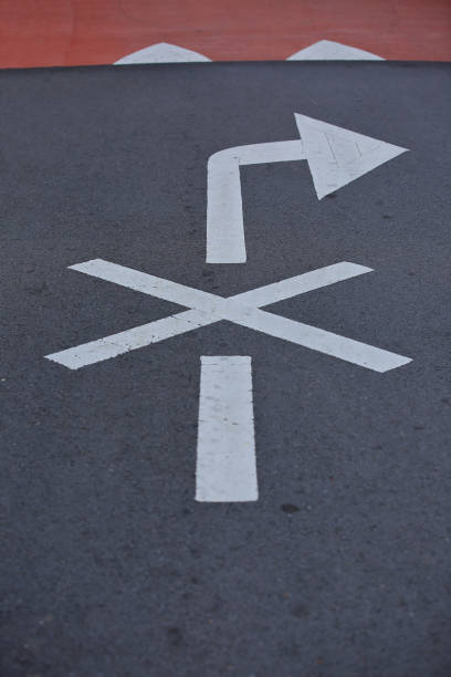 istock Right Turn Prohibited Arrow on Asphalt Road 1460883452