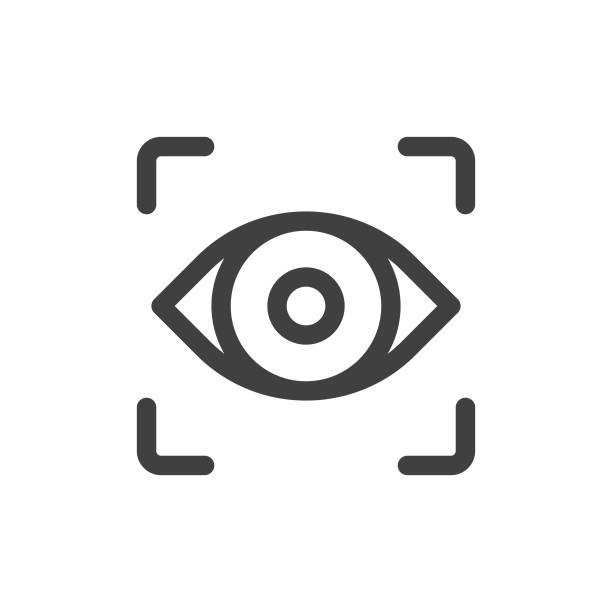 stockillustraties, clipart, cartoons en iconen met artificial intelligence, computer vision line vector icon on white background. editable stroke. pixel perfect. for mobile and web. outline vector graphics. - gezichtsvermogen