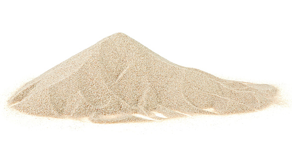 Dry beach sand isolated on a white background. Desert sand.