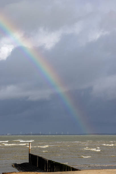 istock An empty North sea beach with a rainbow in Breskens 1460894075