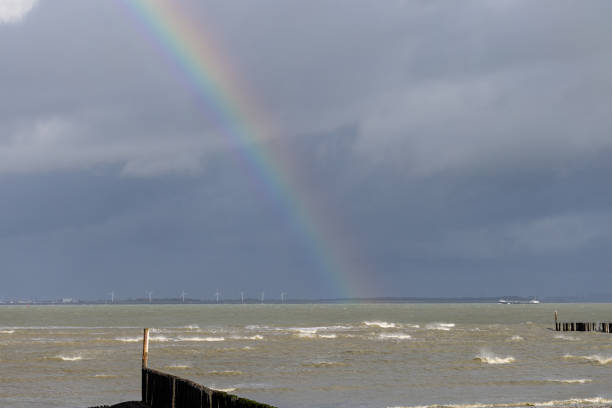 istock An empty North sea beach with a rainbow in Breskens 1460894191