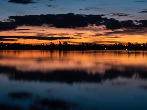 Long exposure Lake Wendouree in Ballarat at sunset