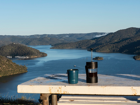 Morning coffee with a view at Lake Eildon