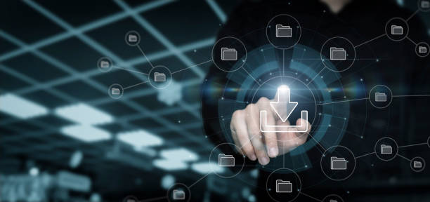 istock Concept of downloading documents and files on the Internet. 1460895997