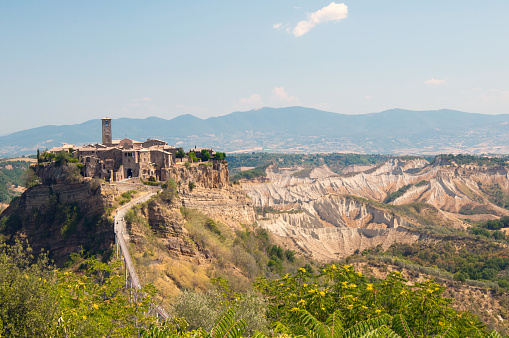 Bagnoregio is a comune in the Province of Viterbo in the Italian region of Lazio, located about 90 kilometres northwest of Rome and about 28 kilometres north of Viterbo. Due to its unstable foundation that often erodes, Civita is famously known as the dying city.
