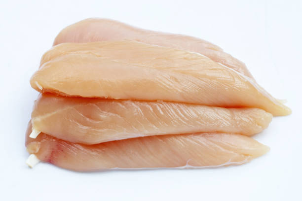 istock Raw chicken tenders on white background. 1460904791