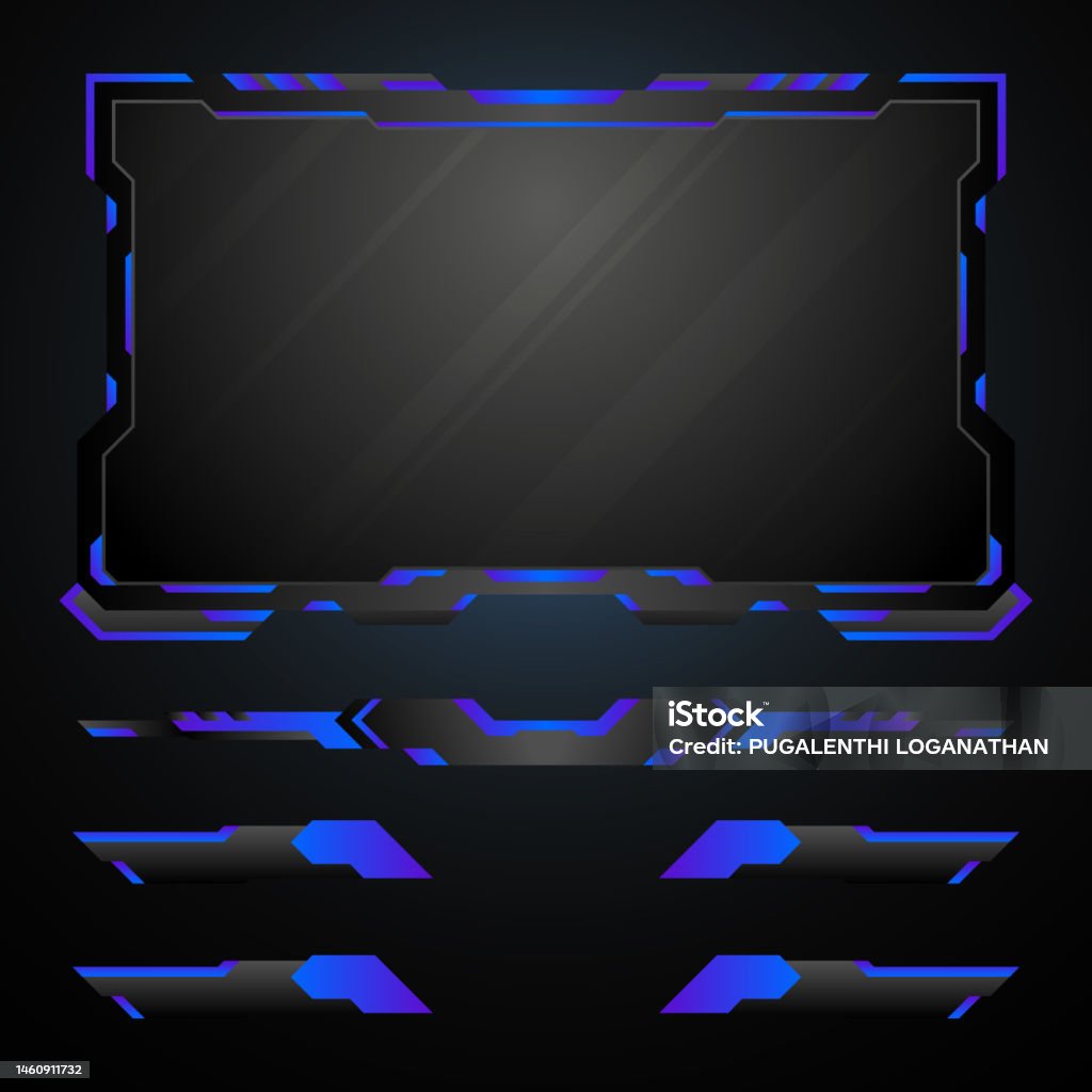 Gui Overlayus Abstract Black And Blue Border Live Stream Overlay Game Gui Screen ...