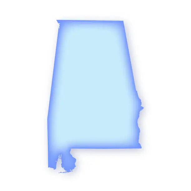 Vector illustration of Alabama Soft Blue Vector Map Illustration