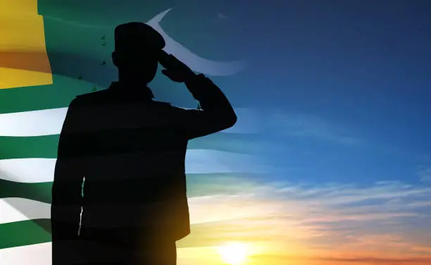 Vector illustration of Silhouette of saluting soldier with Kashmir Flag