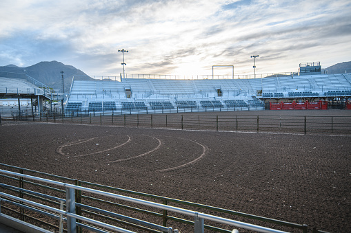 Empty rodeo arena.