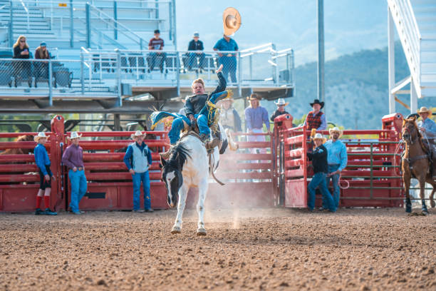 istock Cowboy Riding A Bucking Horse 1460944982