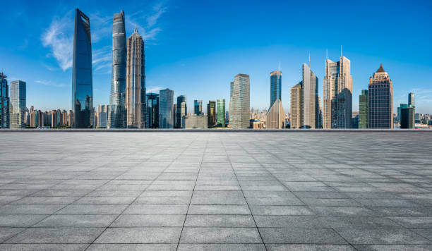 istock Empty floor with modern buildings in Shanghai 1460950523