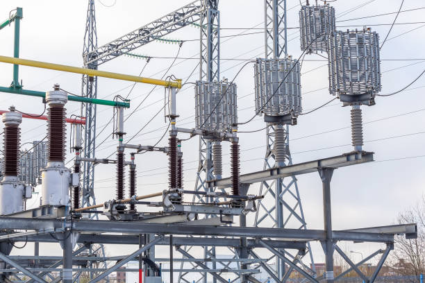 istock Electrical transformer, equipment for stepping up or stepping down voltage, high voltage power plant 1460951633