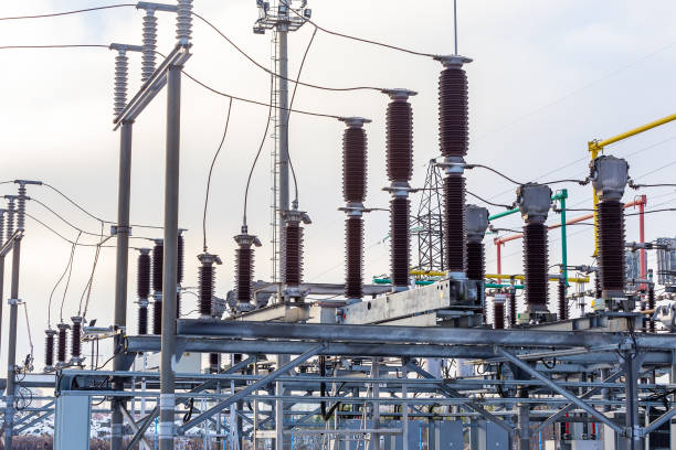 istock Electrical transformer, equipment for stepping up or stepping down voltage, high voltage power plant 1460951644