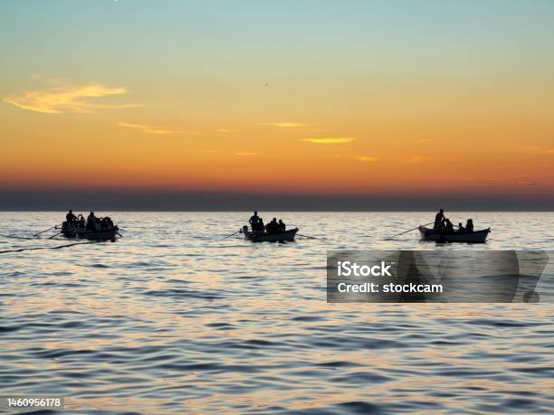Boats In The Evening At Rovinj Croatia Stock Photo - Download Image Now - Coastline, Color Image, Copy Space