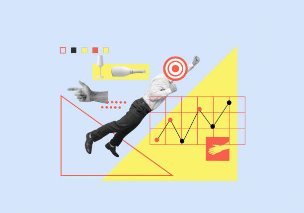 Creative concept modern collage about achieving the goal of directions