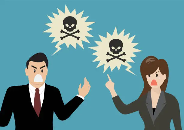 Vector illustration of Businessman are shouting toxic word on each other