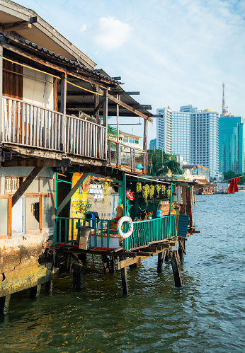 Hut  on Chao Phraya River in Bangkok, Thailand