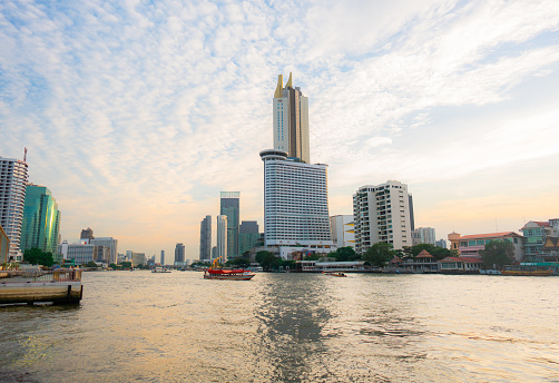 Scenic view of Bangkok cityscape from Chaophraya river