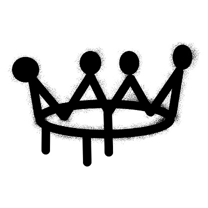 Graffiti crown icon with black spray paint.