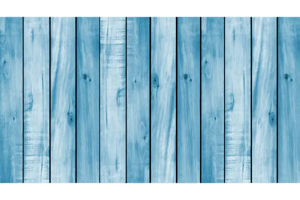 Blue wooden fence wall texture background surface with retro style natural pattern background.