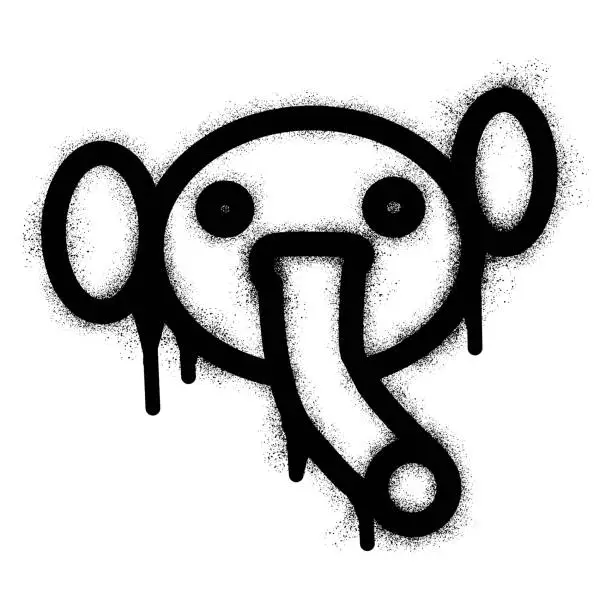 Vector illustration of Elephant icon graffiti with black spray paint.