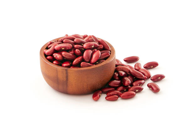 istock Red beans in wooden bowl with floor. 1460972441