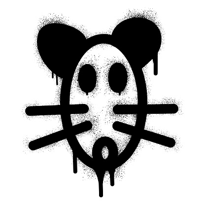 Rat icon graffiti with black spray paint. Vector illustration