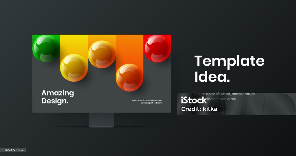 Modern Presentation Vector Design Concept Bright Computer Display ...