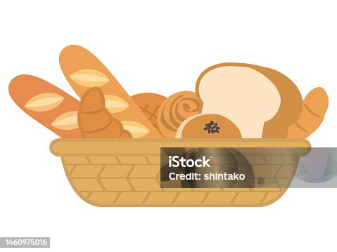 istock Bread in a basket. breakfast. 1460975016