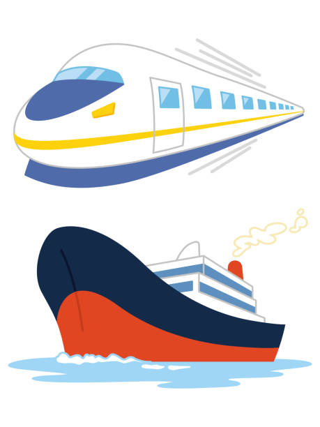 рабочий автомобиль. сверхскоростной поезд. большое пассажирское судно. - cruise passenger ship nautical vessel vacations stock illustrations