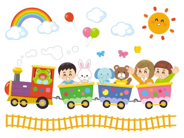 Vector illustration of A cute train for children and animals