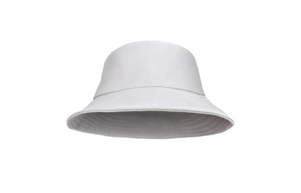 White bucket hat isolated on white background