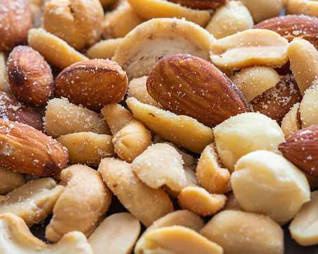 Closeup image of salted nuts
