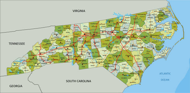 istock Highly detailed editable political map with separated layers. North Carolina. 1460981569
