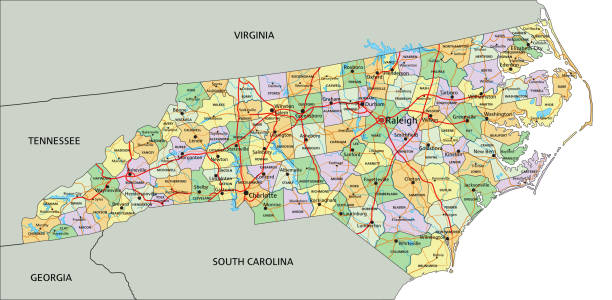 istock North Carolina - Highly detailed editable political map with labeling. 1460981945