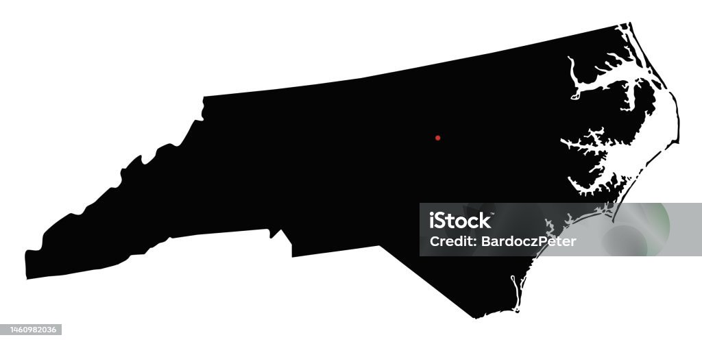 Highly Detailed North Carolina Silhouette Map Stock Illustration ...