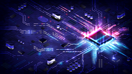 Abstract Hardware And Software Background Circuit Board Chip Processor ...