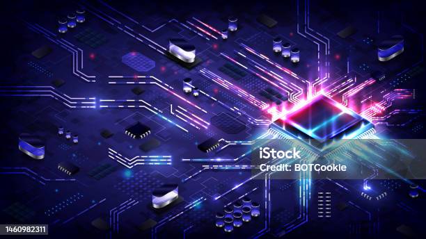 Abstract Hardware And Software Background Circuit Board Chip Processor ...