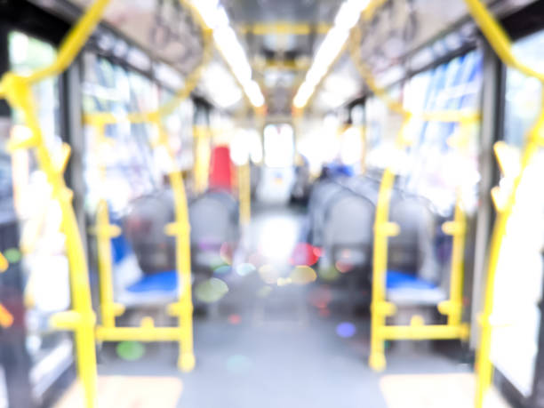 istock Blurred rear view of the line passenger seats inside Busway 1460987137