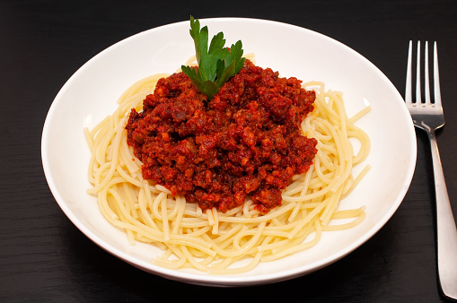 Spaghetti Bolognese pasta with tomato sauce and meat. High quality photo