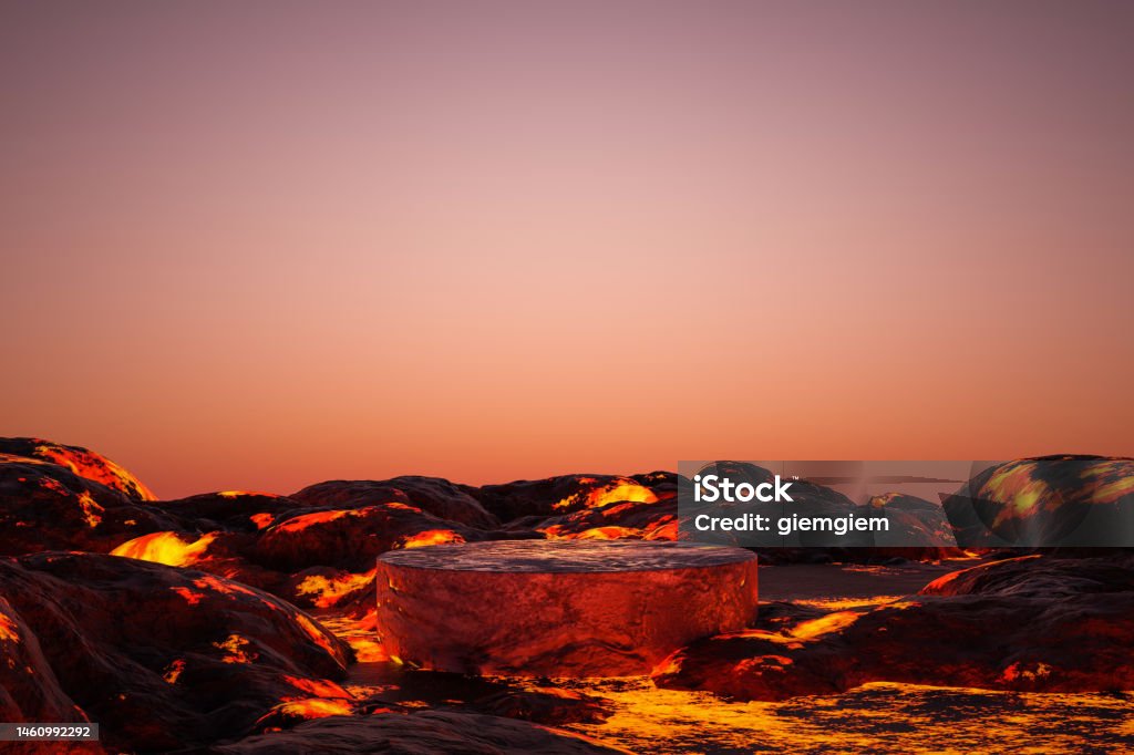 Abstract 3d Render Platform And Natural Background Podium Lava